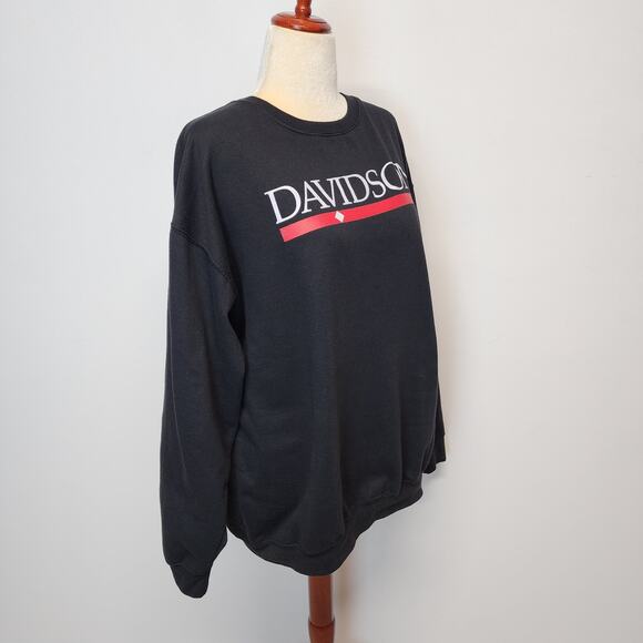 Vintage Davidson College Sweatshirt Size XL Black Long Sleeve Pullover Crewneck - Picture 2 of 14